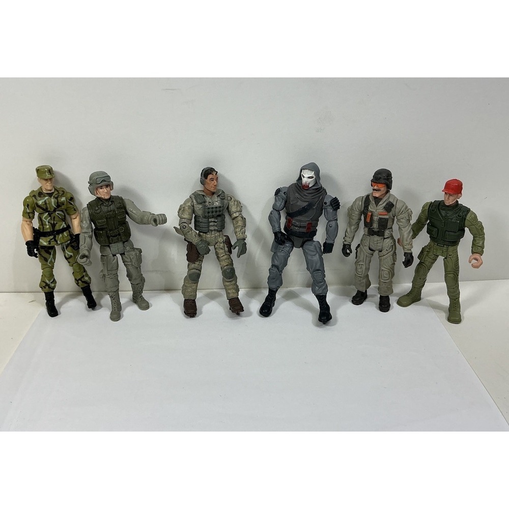 Lot of 6 The Corps Milatry Army Figures 4in Adjustable 2 Lanard